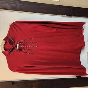 Reba Women's Long Sleeve Red Mock Neck Sweater w/ Rhinestones Size S